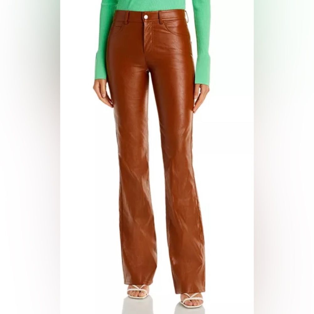 A.L.C. Freddie Pants Vegan Leather Bootcut Pants color Cognac Brown size 4 NWT